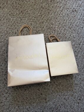 BVLGARI Champagne color shopping Gift Bag with Gold Logo